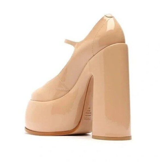 SCHUTZ Zayne Mary Jane Heels Size 7.5 Platform Chunky Pump Patent Pressego Tan - Picture 4 of 16